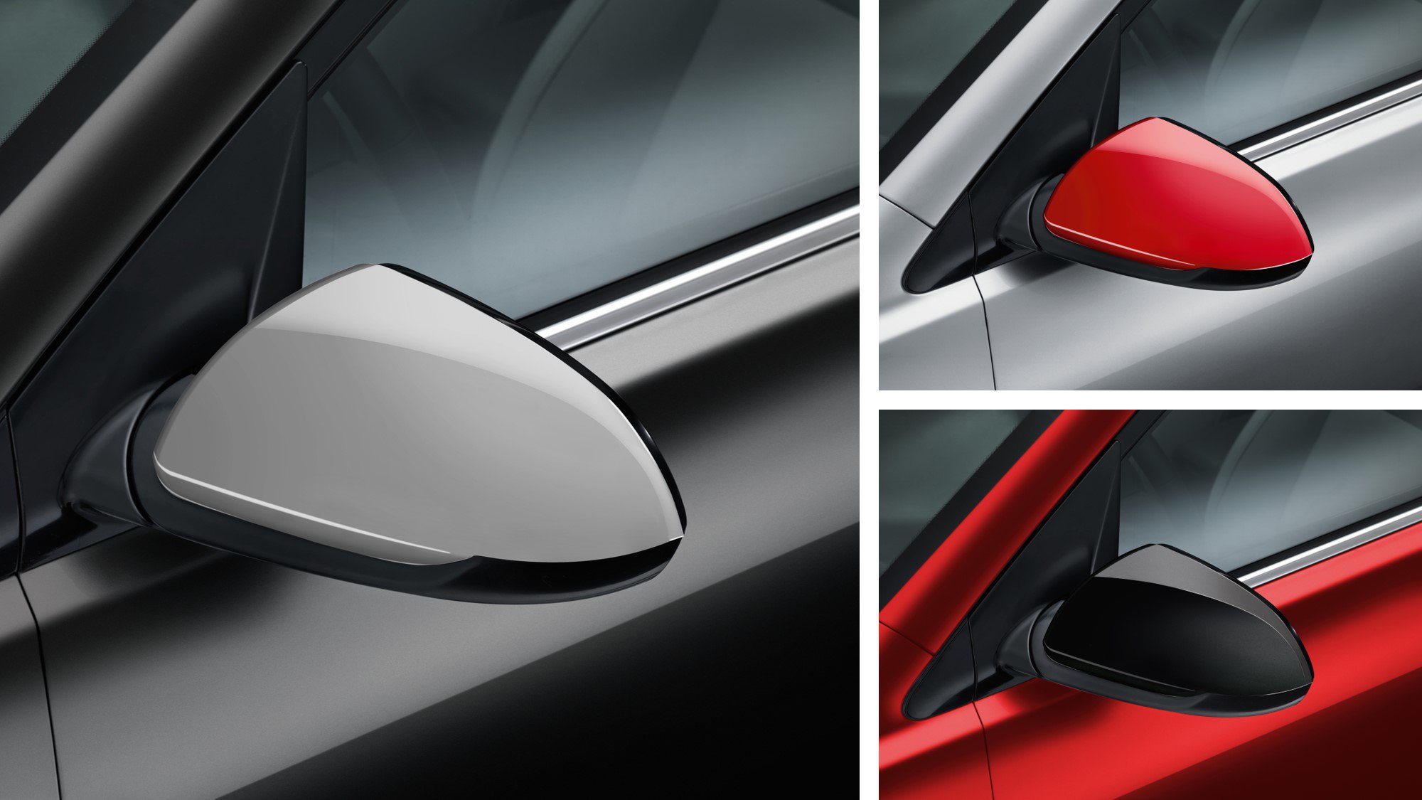 Door mirror caps, ABS plastic, black, silver, red KIA Accessoires